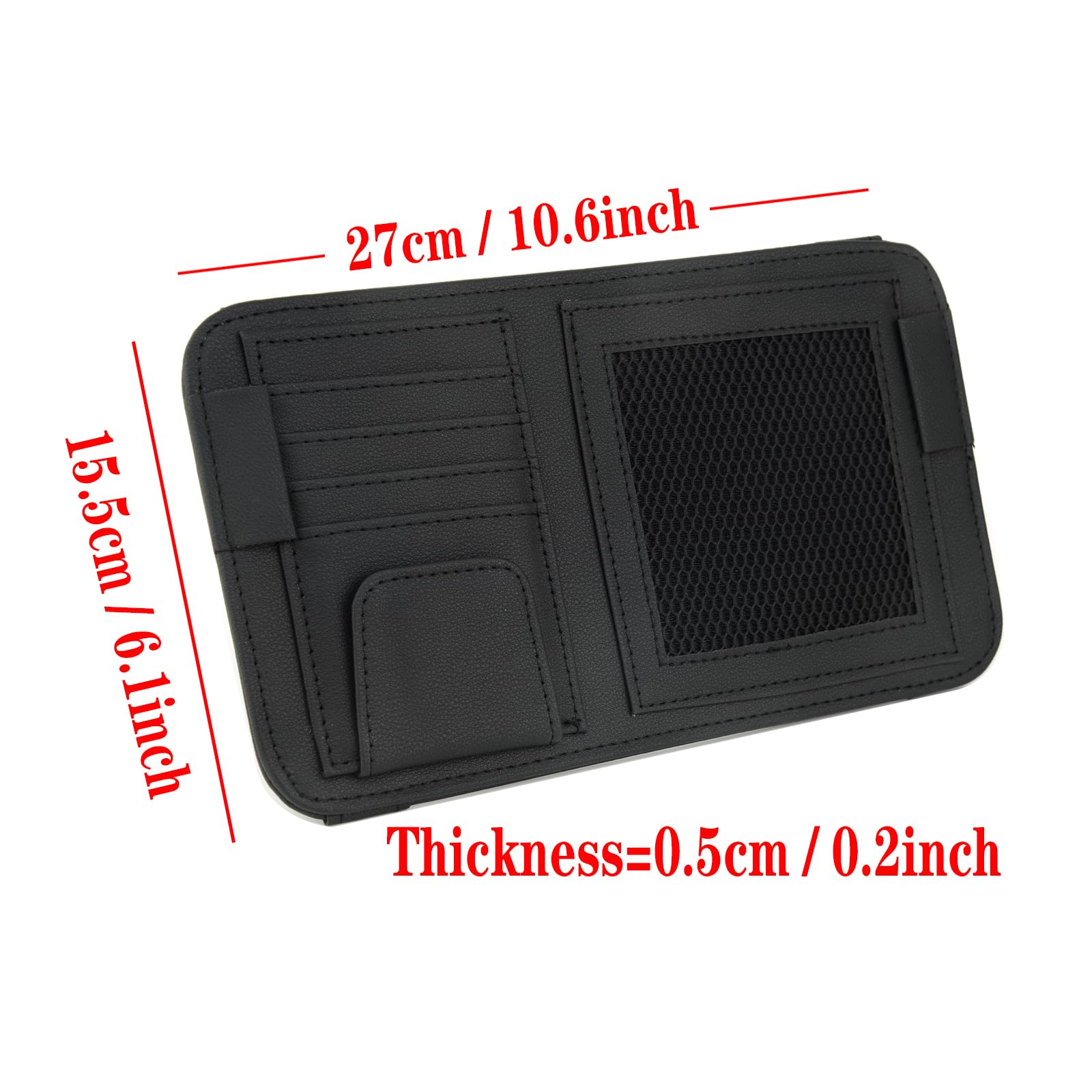 Classic Elegant Modern Car Sun Visor Organizer with Sunglasses Holder & Multi-Pockets - Perfect for Storing Car Registration, License, Insurance Cards, Pens & Keys | Ideal for Road Trips & Daily Commute