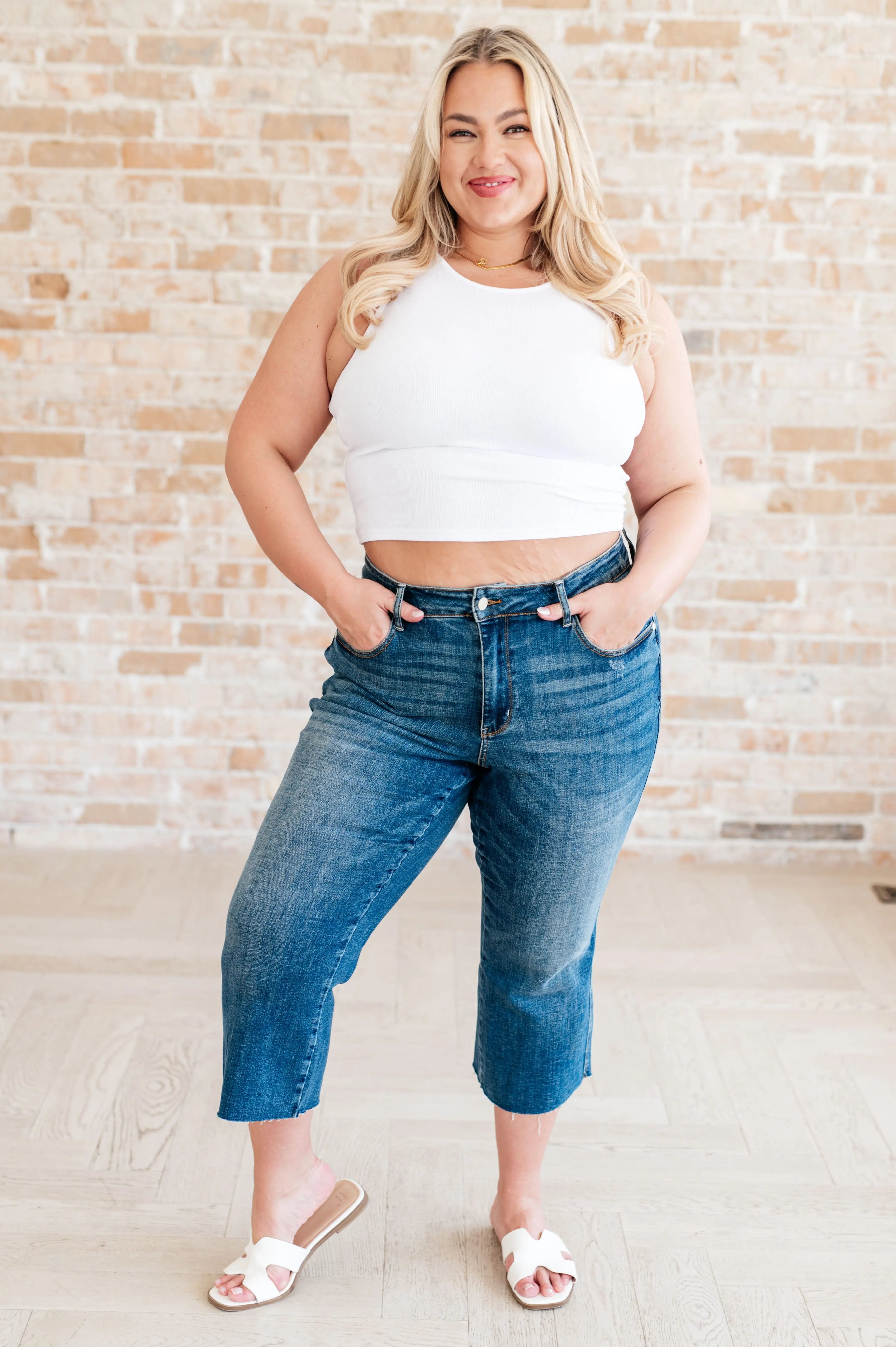 Hayes High Rise Wide Leg Crop Jeans for Women - Comfortable Stretch Denim Pants for Casual Outfits, Workwear & Street Style Fashion