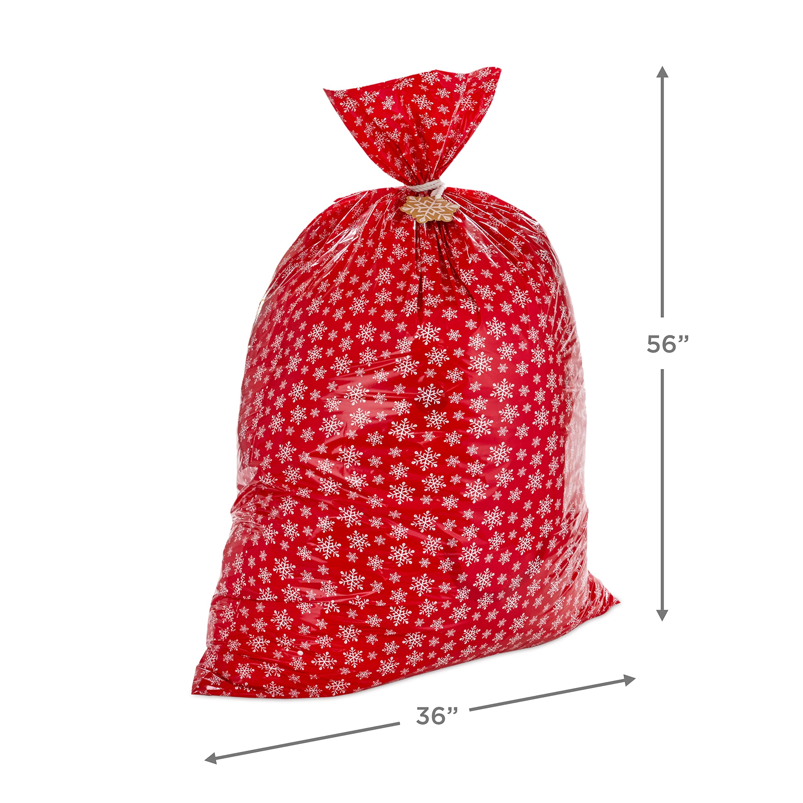 Hallmark Jumbo Plastic Holiday XL Gift Bags (2 Extra Large Bags: Snowflakes on Red, Rustic Snowmen) for Carry-on Luggage, Giant Stuffed Animals, Bedding Sets - Perfect for Christmas Gifts, Travel Storage & Home Organization