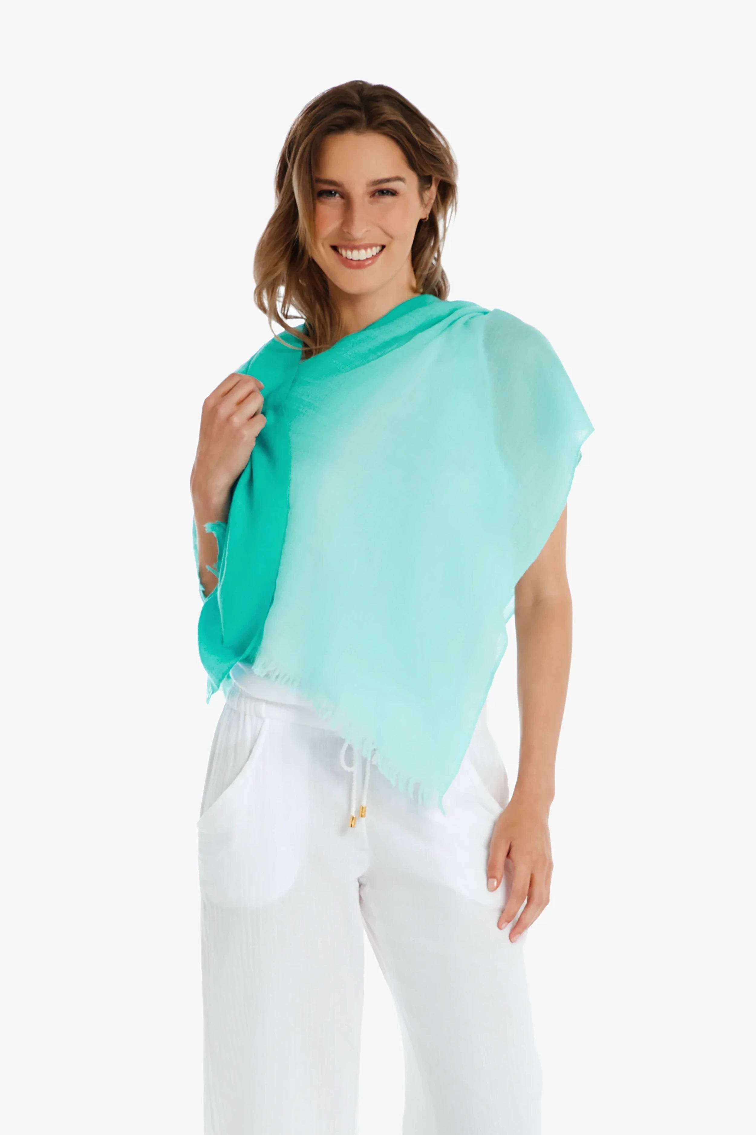 Essential Wrap - Seafoam Aqua Color Stretchy Knit Shawl for Women | Perfect for Travel, Office, and Evening Outfits