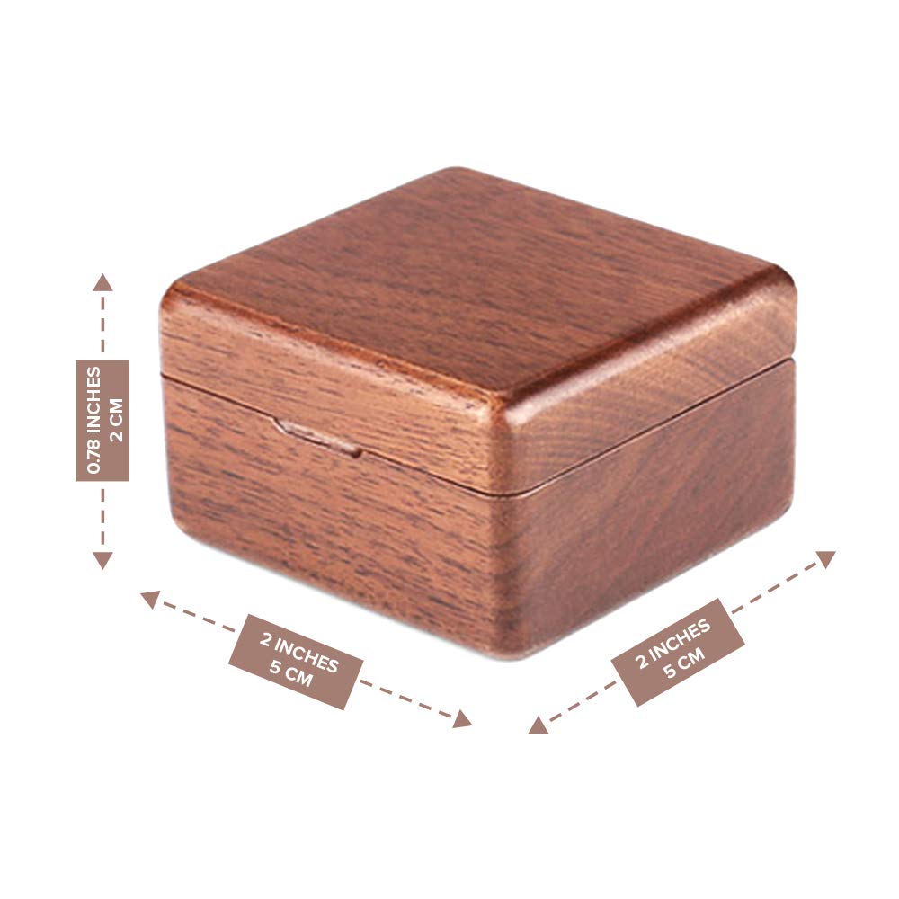 Elegant Wooden Double Ring Box - Slim Walnut Jewelry Storage for Engagement Rings, Wedding Bands & Promise Rings - Magnetic Closure Proposal Ring Box - Rustic Keepsake Box for Couples (2 Pack) - Perfect for Proposals, Anniversaries & Romantic Gift Giving
