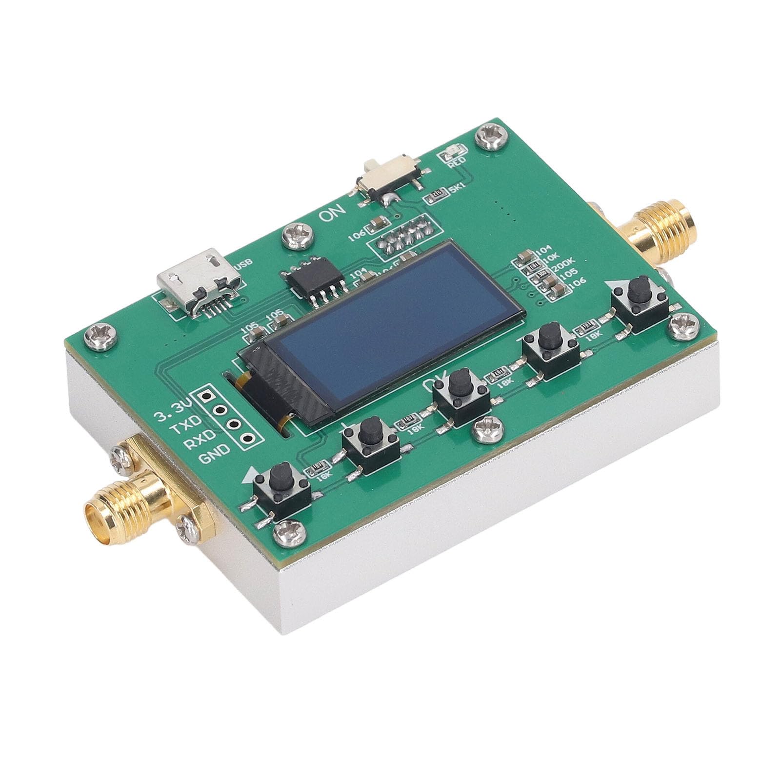 6GHz 30dB Programmable RF Digital Attenuator Module with 0.25dB Step & OLED Display - Compact Aluminum CNC Case for Lab Testing, Signal Conditioning & Wireless Communication Systems