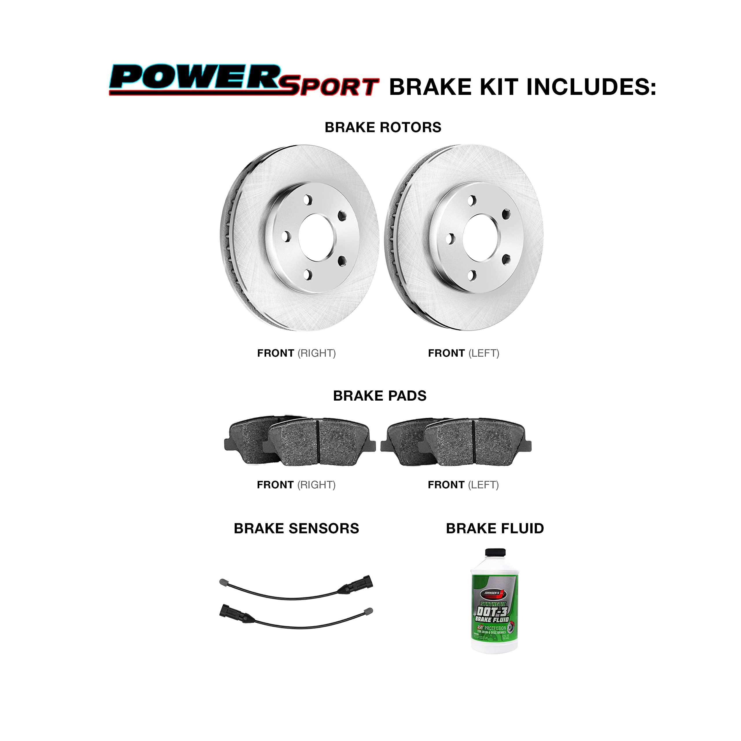 High-Performance Power Sport Front Brake Pads & Rotors Kit - Semi-Metallic Braking System with Sensor Wire BLB1.40000.63 | Perfect for Motorcycles, ATVs & Off-Road Vehicles