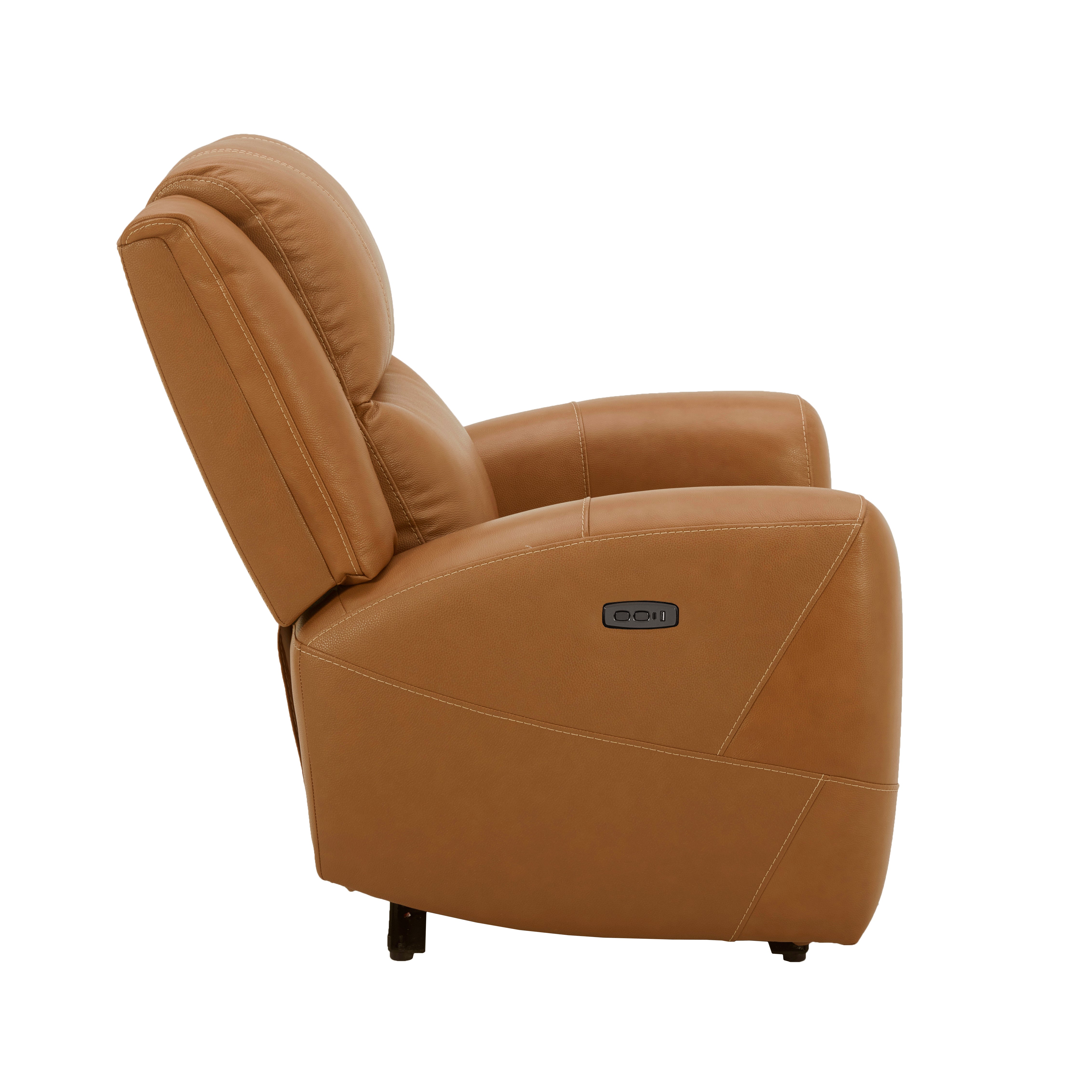 Premium Cozura Leather Power Recliner Chair - Roundhill Furniture Electric Massage Recliner with USB Charging & Cup Holders - Perfect for Living Room, Home Theater & Man Cave Relaxation