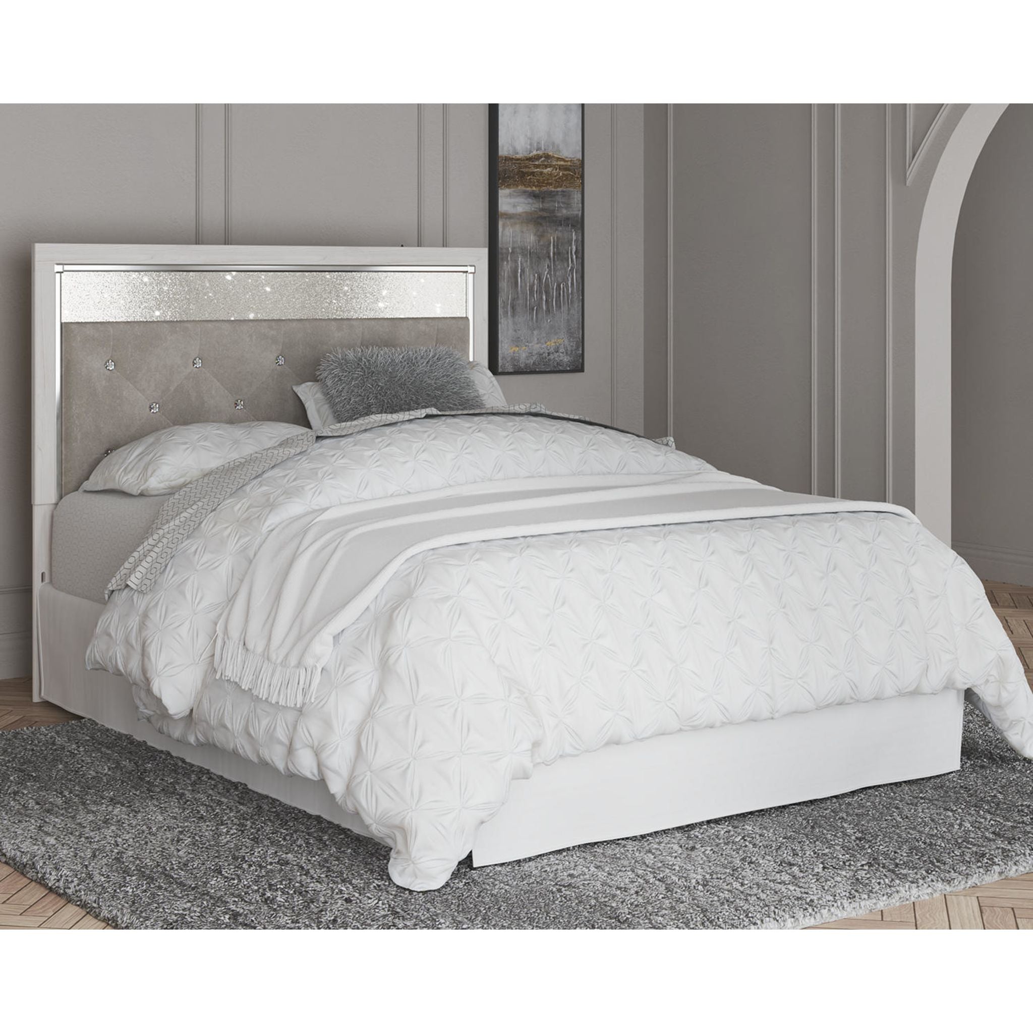 Altyra Upholstered Headboard in White - Queen Size Bed Frame Accent for Modern Bedroom Decor