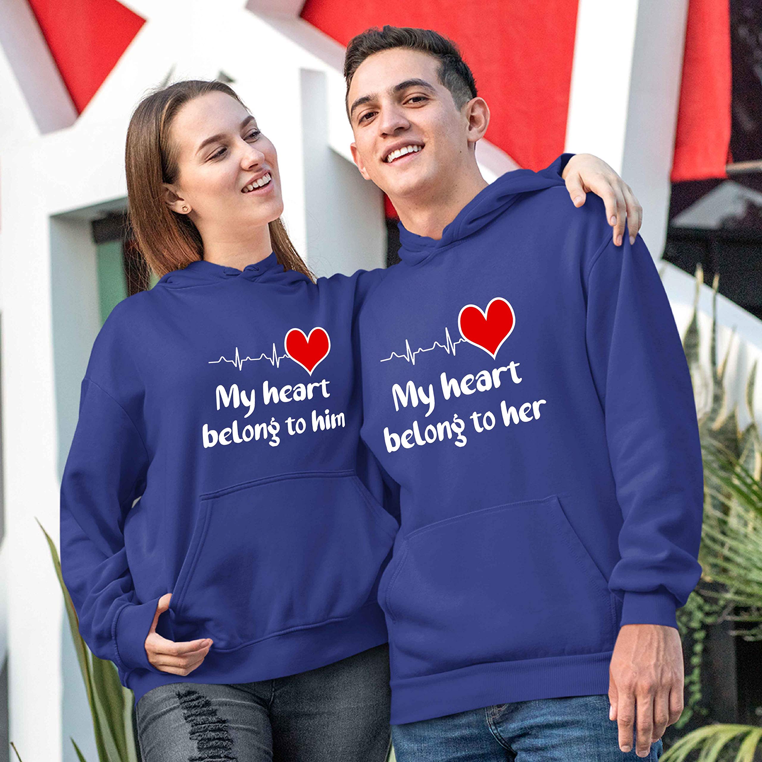 Best Family Gifts: My Heart Belongs To Him/Her Unisex Hoodies For Couples - Perfect For Date Nights & Cozy Evenings