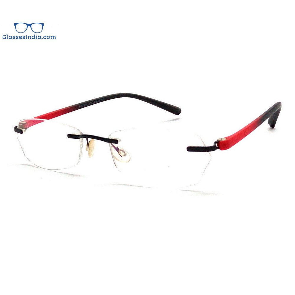 Blue Light Blocking Computer Glasses - Red Rimless Anti Eye Strain Glasses for Gaming & Office Work (Model F003RD) - Reduce Digital Eye Fatigue for Screen Time & Online Meetings