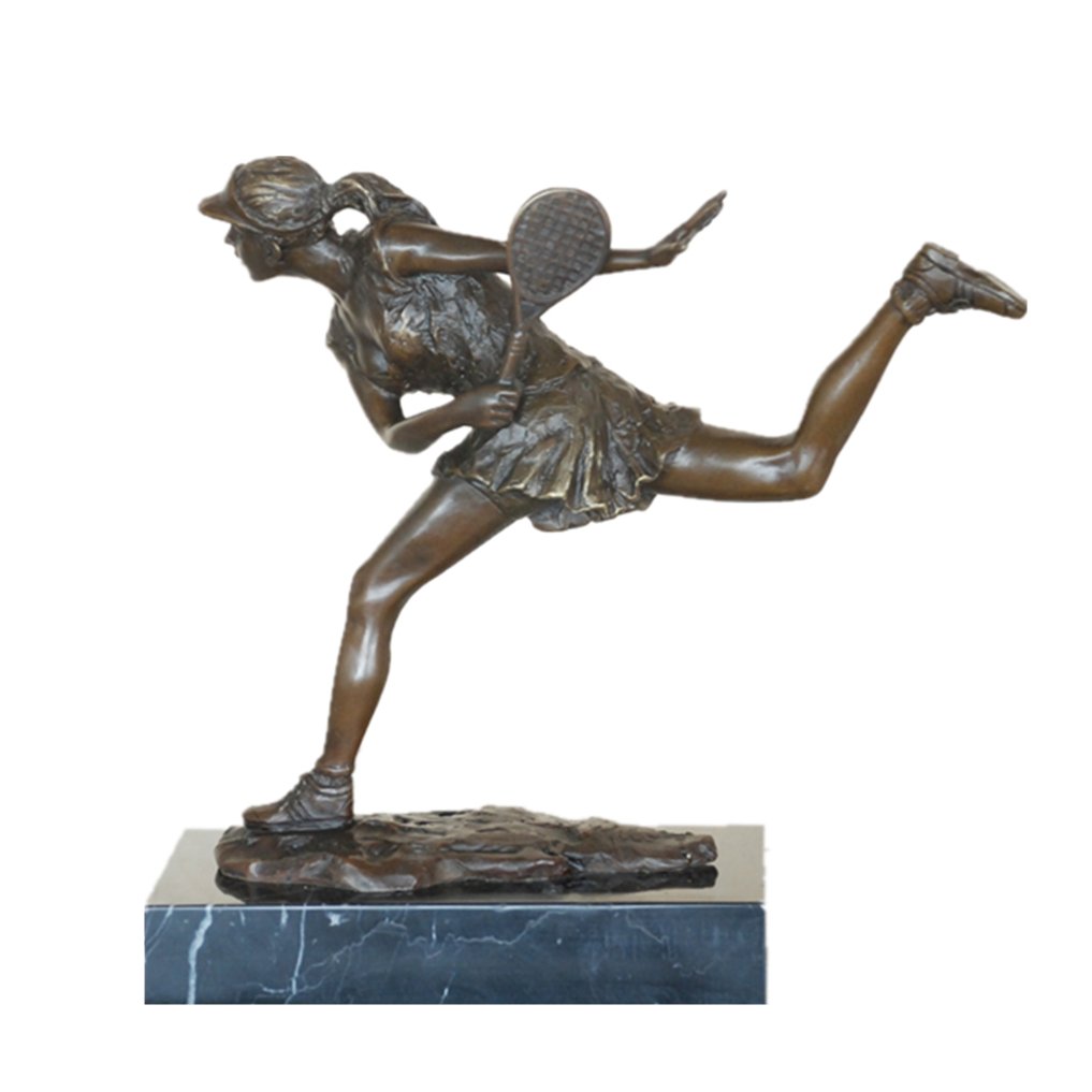 Handmade Bronze Tennis Player Sculpture - Female Athlete Statue for Home & Office Decor | Perfect Gift for Sports Lovers & Tennis Enthusiasts