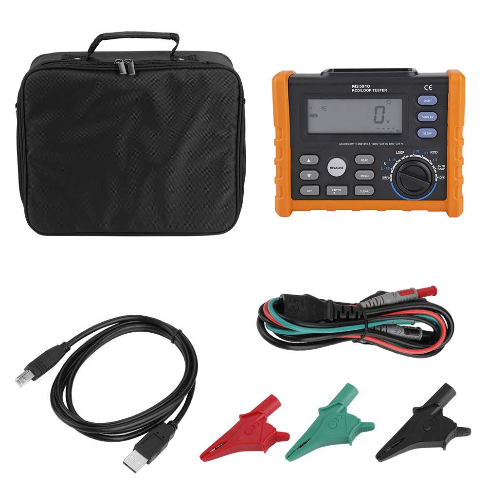 Oumefar Digital RCD Loop Tester Multimeter - USB Interface, Trip Current Measurement, No Batteries Needed | Perfect for Electricians, Home DIY & Electrical Safety Testing