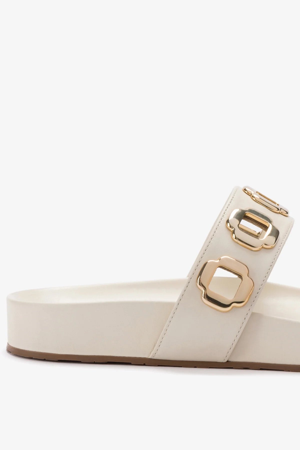 Milan Slide In Ivory Leather - Women's Comfortable Leather Slides for Casual Wear, Home, and Beach