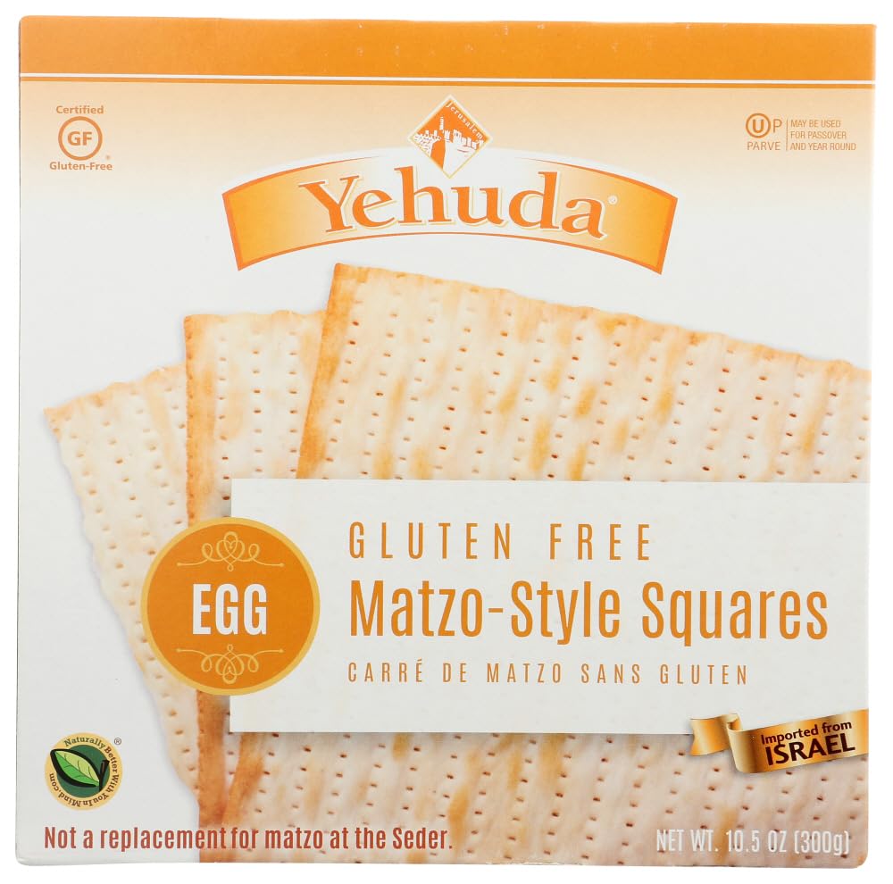 Yehuda Gluten Free Egg Matzo Style Squares - Kosher for Passover - 10.5 oz (Pack of 6) - Perfect for Jewish Holidays, Seder Meals & Celiac-Friendly Snacking