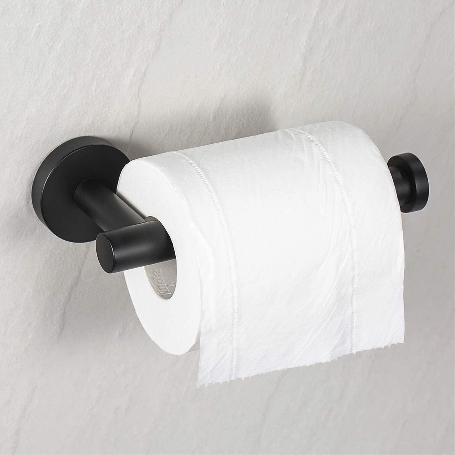 Stainless Steel Toilet Paper Holder - 304 Grade Wall Mount Roll Stand for Bathroom & Kitchen, Matte Black 5 Inch - Durable Home & Bathroom Accessories for Modern Living Spaces