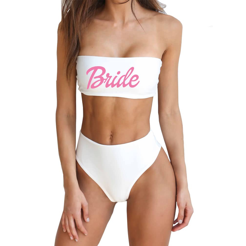 Shifeier Women's 2-Piece Bandeau Bikini Set - Off Shoulder High Waist Cheeky Swimwear for Brides, Beach Vacations & Pool Parties