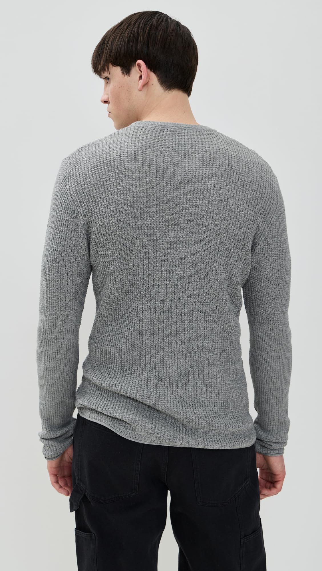 Billy Reid Men's Cotton Cashmere Mini Waffle Crew Neck Sweater | Soft & Warm Winter Pullover for Casual & Business Wear | Perfect for Office, Dates & Holiday Outfits