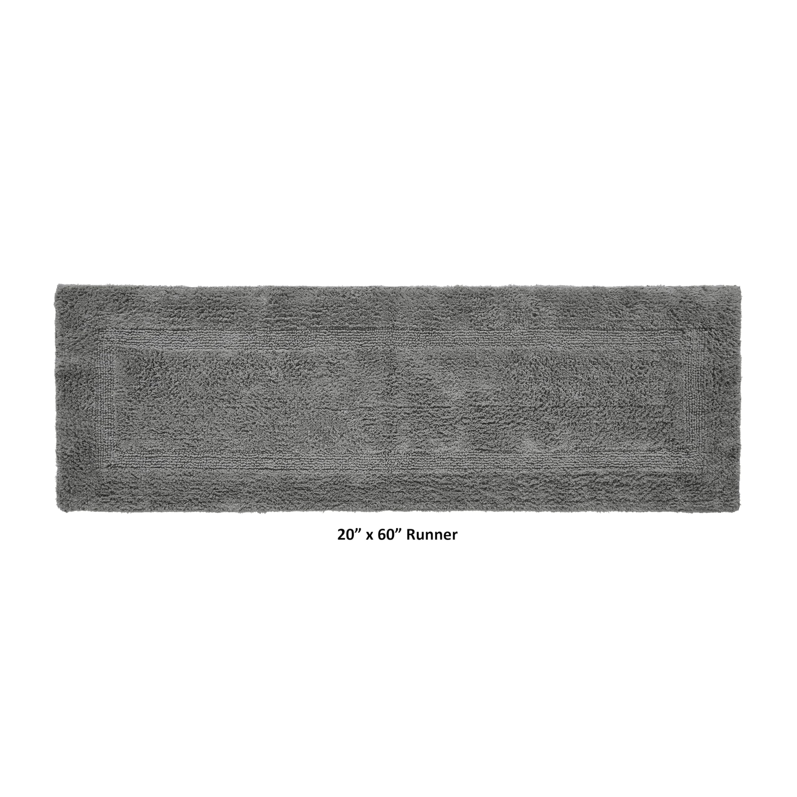 Better Trends Long Bathroom Rug - Super Soft Reversible Gray Cotton Bath Mat, Water Absorbent Machine Washable - Perfect for Bathroom Floor, Tub & Shower Decor, Laundry Room - Lux Collection | Home Decor Essentials for Cozy Bathrooms