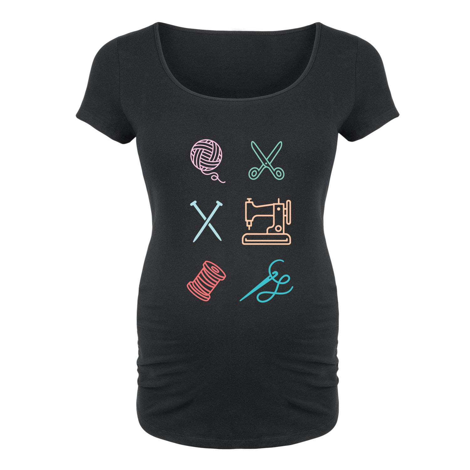 Bloom Maternity Craft Grid Maternity Scoop Neck T-Shirt - Soft Cotton Pregnancy Tee for Expecting Moms | Perfect for Casual Wear, Baby Showers & Maternity Photos