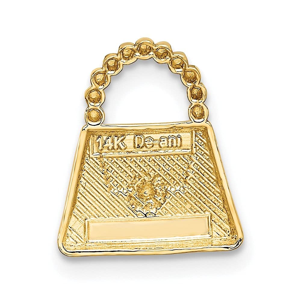 14K Yellow Gold & Rhodium Plated Purse Slide Pendant - Elegant Handbag Charm for Women | Perfect for Everyday Wear, Gift Giving & Special Occasions