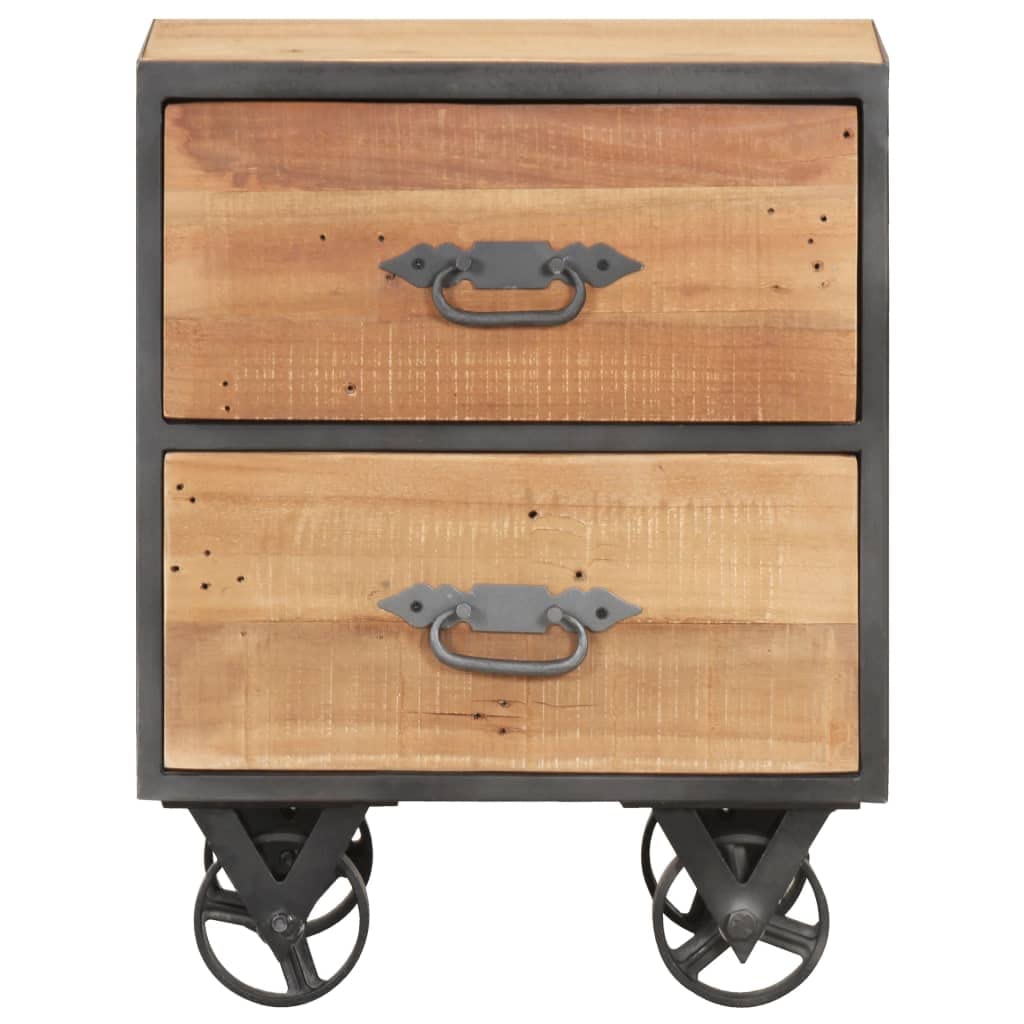 Solid Reclaimed Wood Nightstand with Storage - 15.7