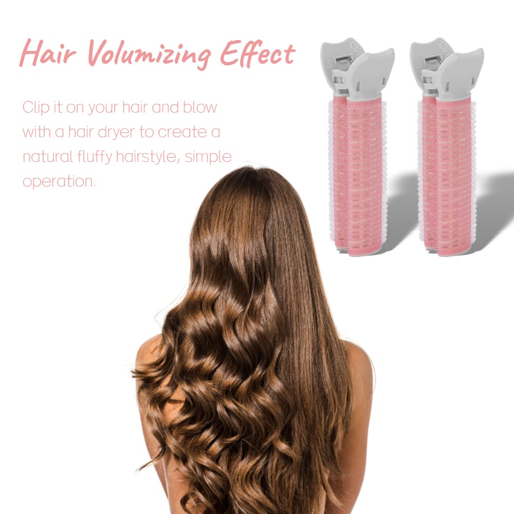 2 Pcs Volumizing Hair Clips for Women - Root Lift Curler Clips for Fluffy Hair, DIY Styling Tool for Curly & Wavy Hair (Pink) - Perfect for Home, Salon & Party Hairstyles