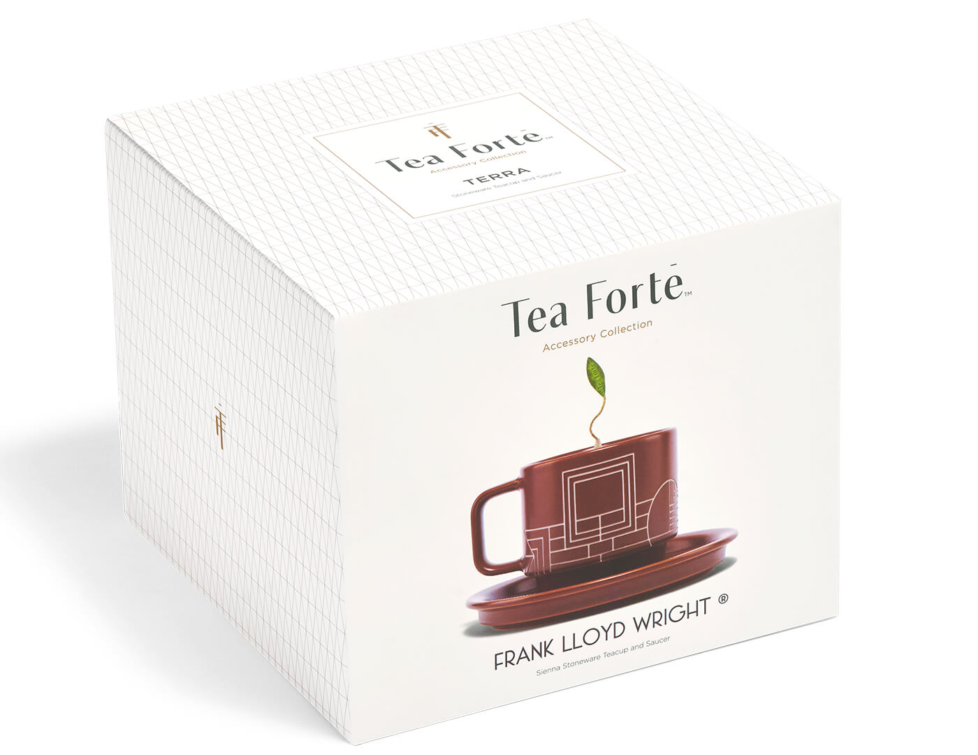Frank Lloyd Wright Terra Teacup and Saucer Set - Mid-Century Modern Ceramic Tea Cup with Saucer - Perfect for Afternoon Tea, Home Decor, and Gift Giving