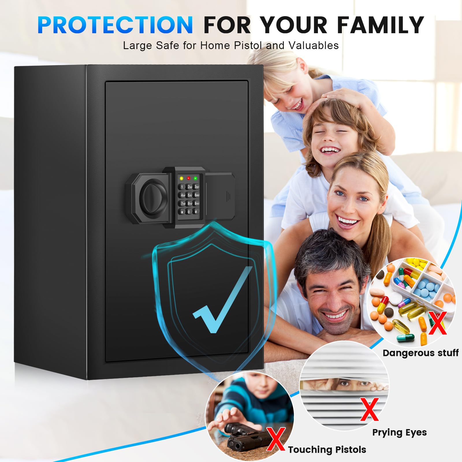4.2 Cu Ft Fireproof Safe Box - Digital Keypad, Alarm System & Spare Keys - Waterproof & Anti-Theft Security Safe for Home, Office (Documents, Jewelry, Cash Protection)