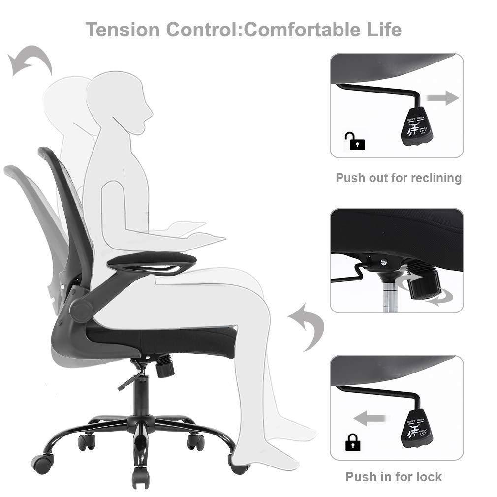 Ergonomic Home Office Chair with Lumbar Support - Adjustable Mesh Computer Desk Chair with Armrests, Swivel & Rolling Wheels for Women & Adults - Perfect for Long Work Hours & Gaming - Grey