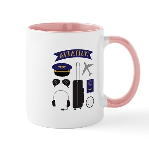 White/Pink Inside - Aviation Pilot Mugs