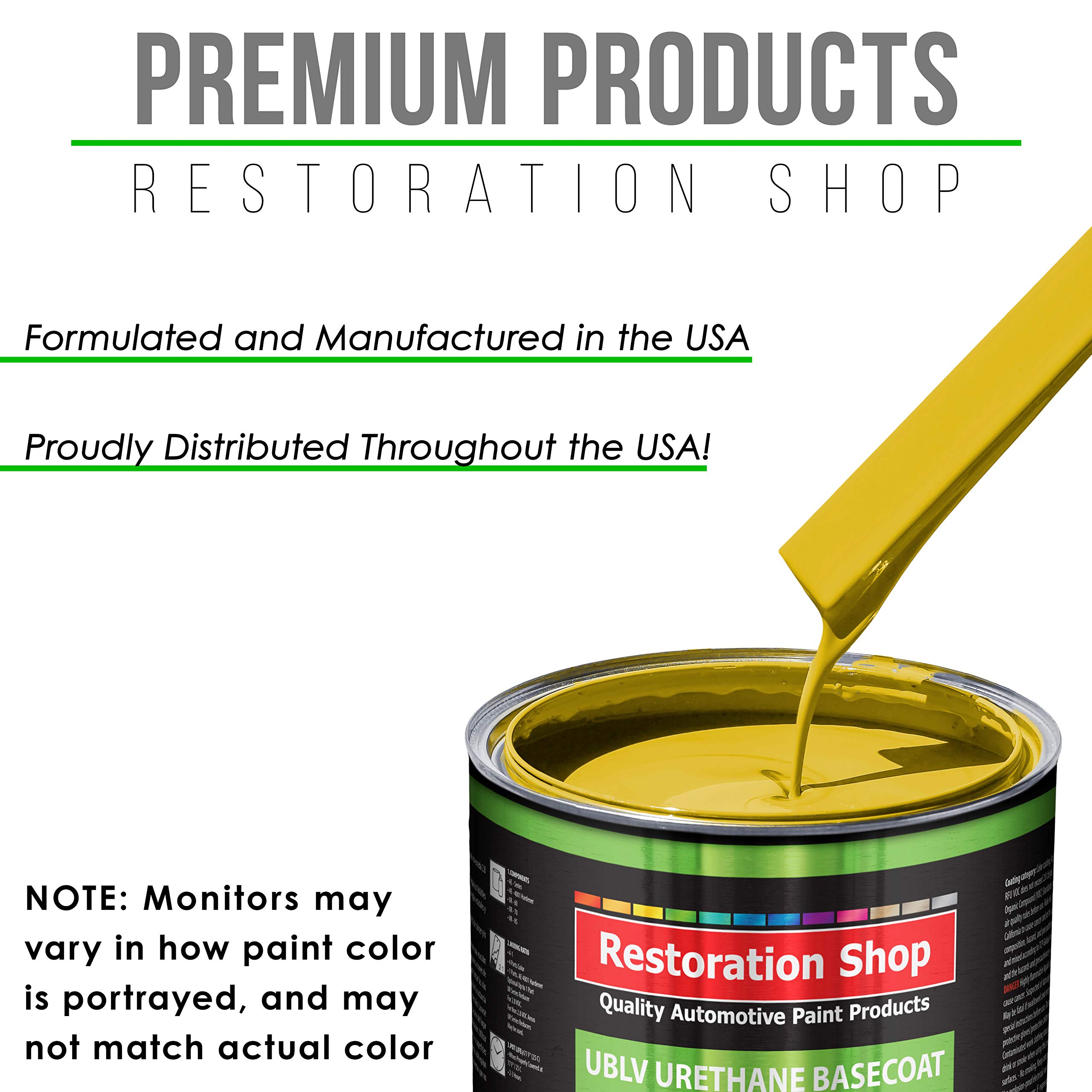 Restoration Shop Electric Yellow Low VOC Urethane Basecoat Auto Paint - Professional High Gloss Quart Automotive Coating for Cars & Trucks - Perfect for DIY Auto Restoration & Professional Refinishing Projects