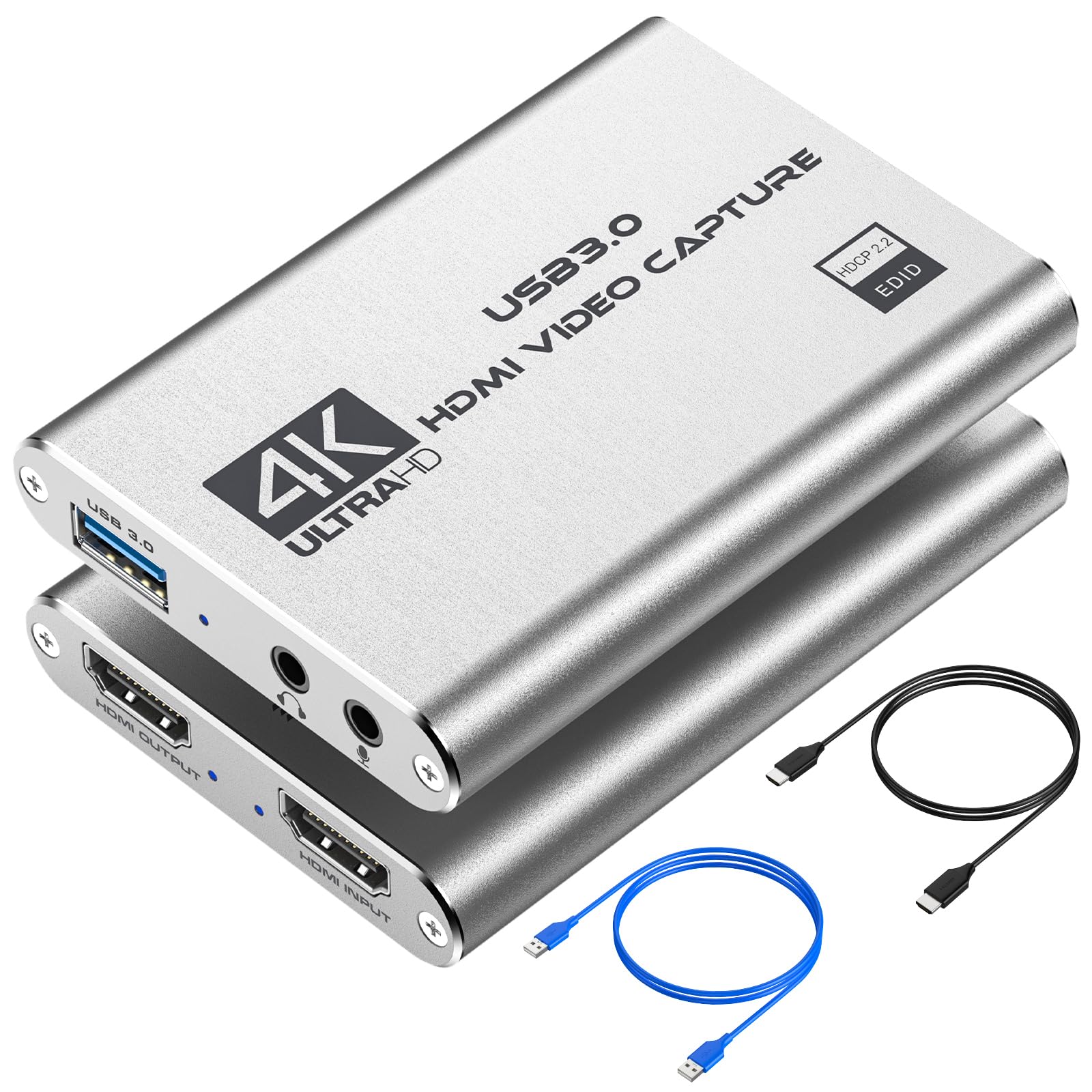 4K HDMI Video Capture Card for Live Streaming & Gaming - 1080P 60FPS USB 3.0 Game Capture Device Compatible with DSLR Camera, Nintendo Switch, Xbox, PS4, PS5, PC & OBS - Perfect for Twitch, YouTube Live & Professional Recording