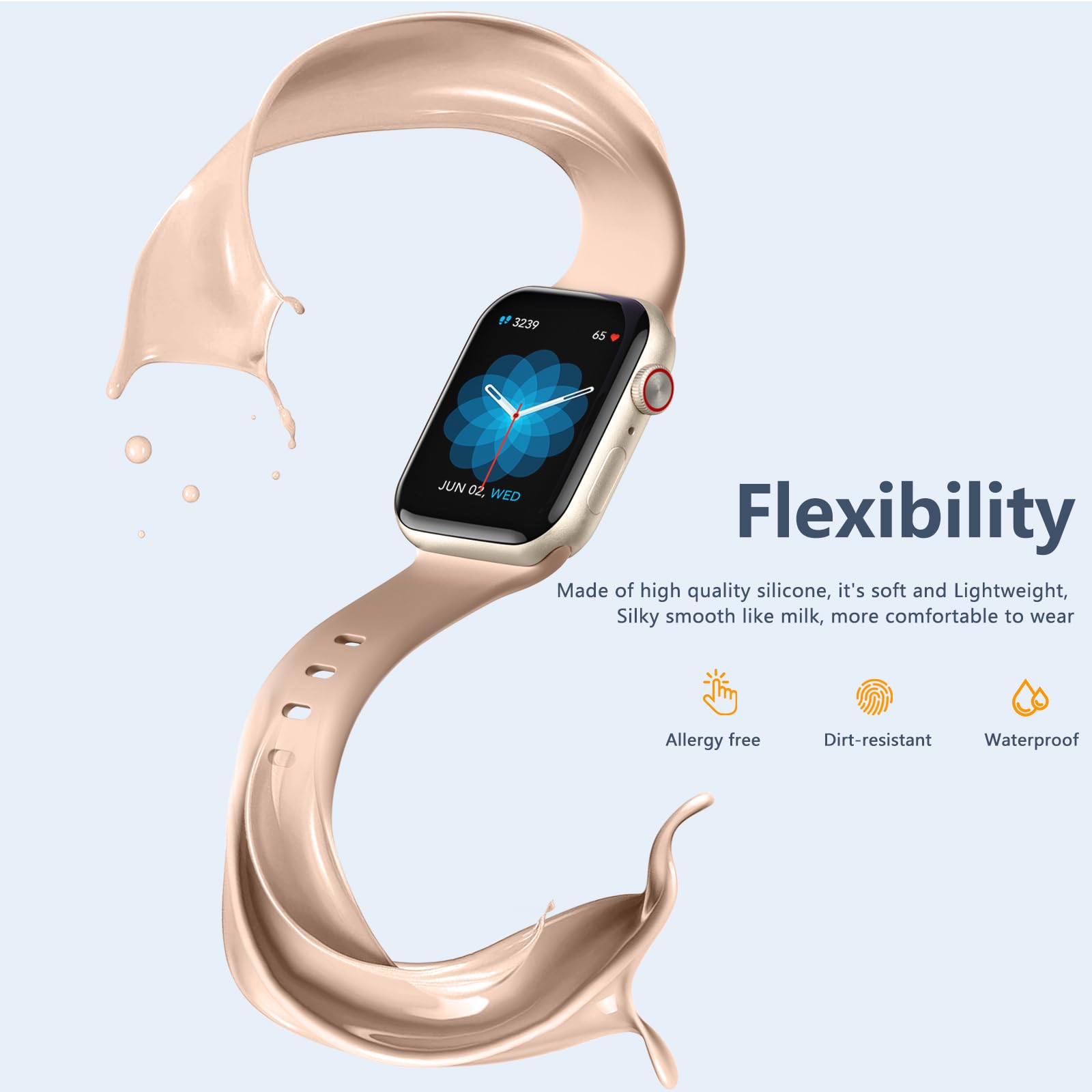 8 Pack Soft Silicone Sport Bands for Apple Watch 38mm-49mm - Compatible with Apple Watch Ultra/Ultra 2 & Series 1-10, SE - Waterproof, Comfortable Strap for Men & Women - Perfect for Workouts, Running & Daily Wear