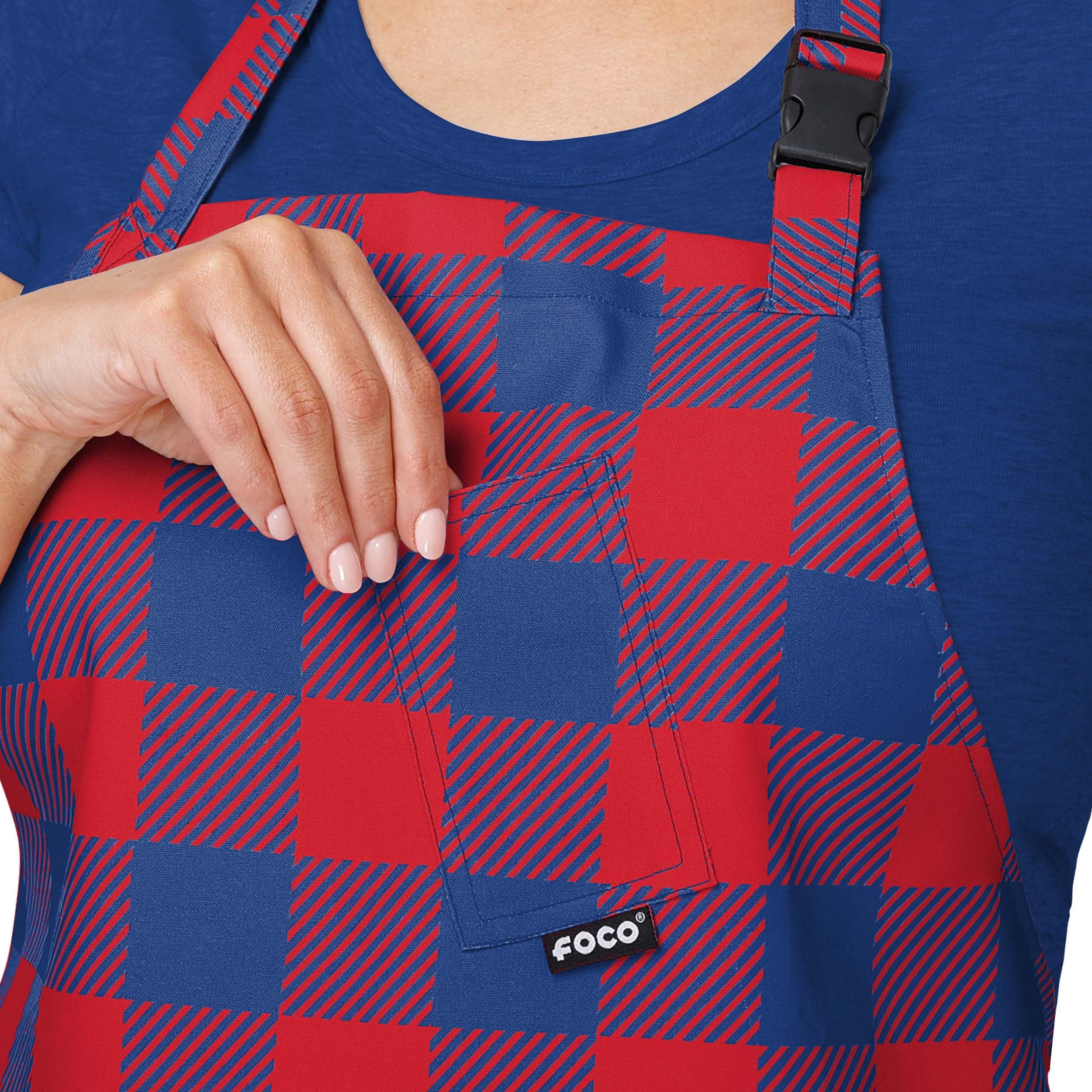 FOCO NFL Plaid Apron, Chef Hat & Oven Mitt 3-Piece Cooking Set - Perfect for Game Day Tailgating, BBQ Parties & Home Kitchen Use
