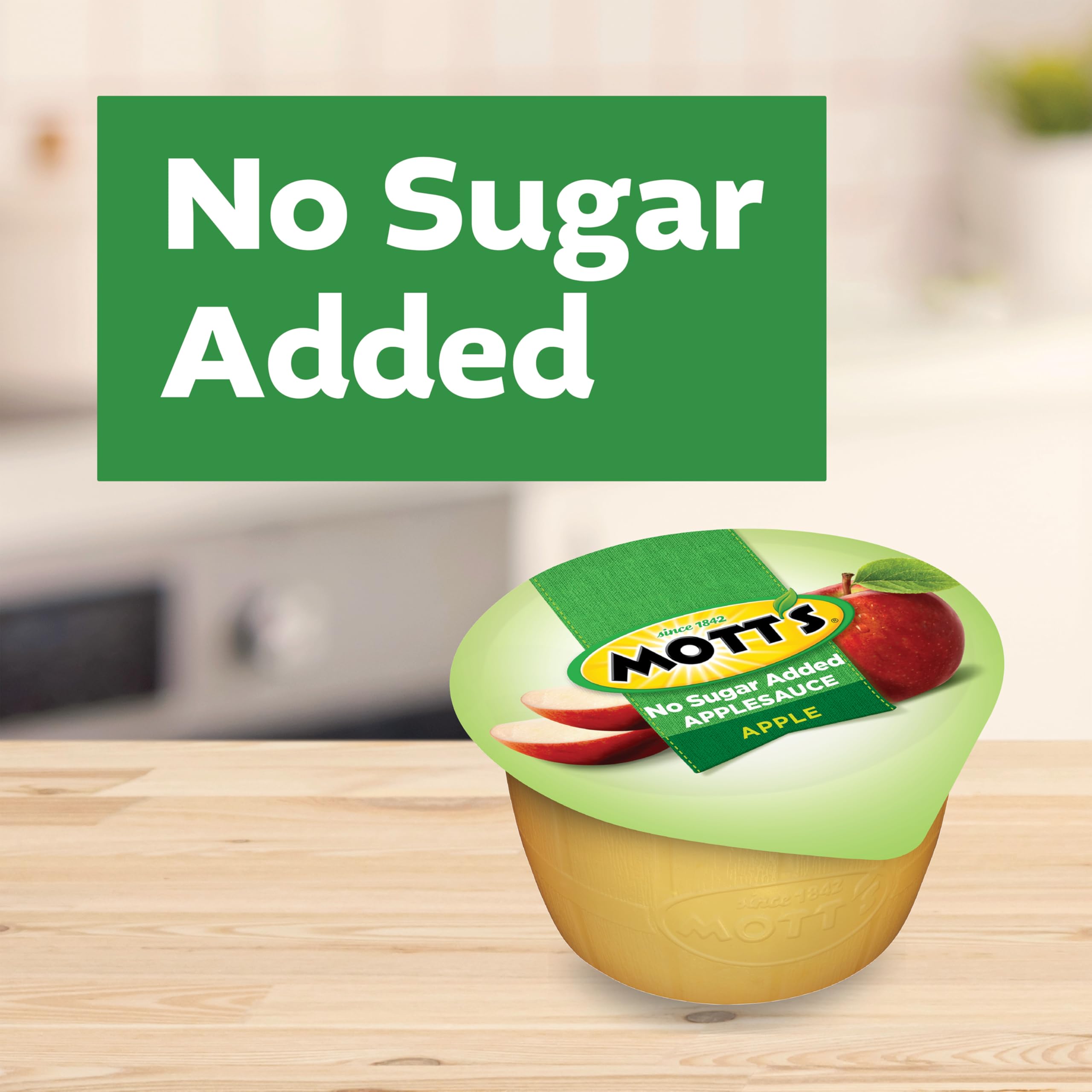 Mott's No Sugar Added Applesauce Cups - 6 Pack (3.9 oz Each) | Healthy Snack for Kids Lunch, Baking Ingredient & On-the-Go Fruit Puree