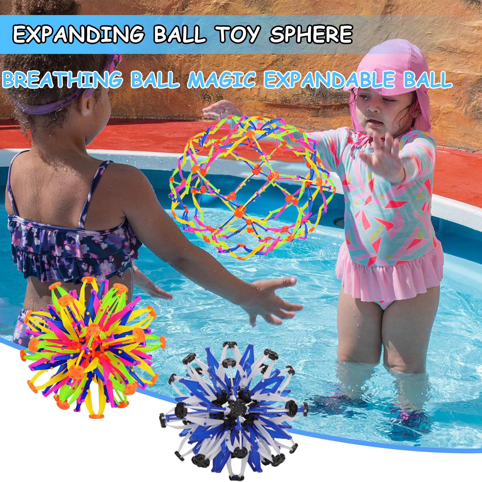 2 Pack Expandable Breathing Ball Toy for Kids & Adults - Stress Relief, ADHD, Anxiety & Mindfulness - Fidget Sensory Toy for Boys & Girls Ages 1, 2, 3+ Years Old - Perfect for Classroom, Home & Therapy Use
