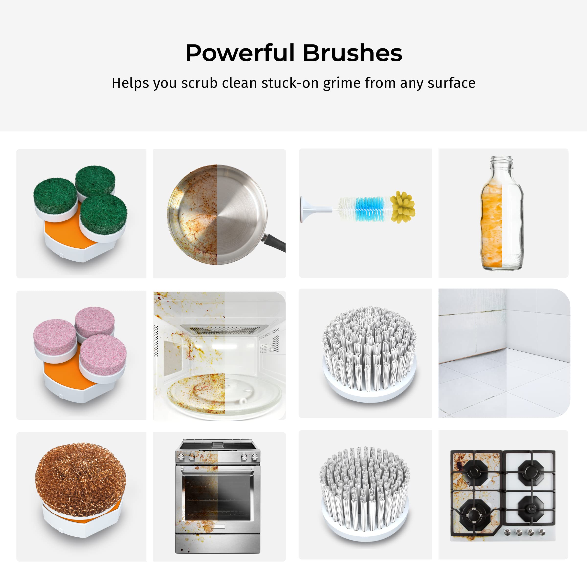 6-in-1 Waterproof Cordless Electric Spin Scrubber with 6 Replaceable Brush Heads - Powerful Cleaning Tool for Bathroom, Kitchen, Floors & Tiles - Ideal for Grout, Shower, Sink & Hard-to-Reach Areas - 2 Year Warranty