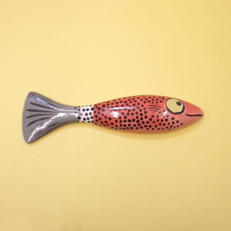 Elegant Slim Fish Ceramic Wall Art - Handcrafted Rich Red Home Decor for Living Room, Bedroom & Office - Perfect for Modern & Coastal Interior Design