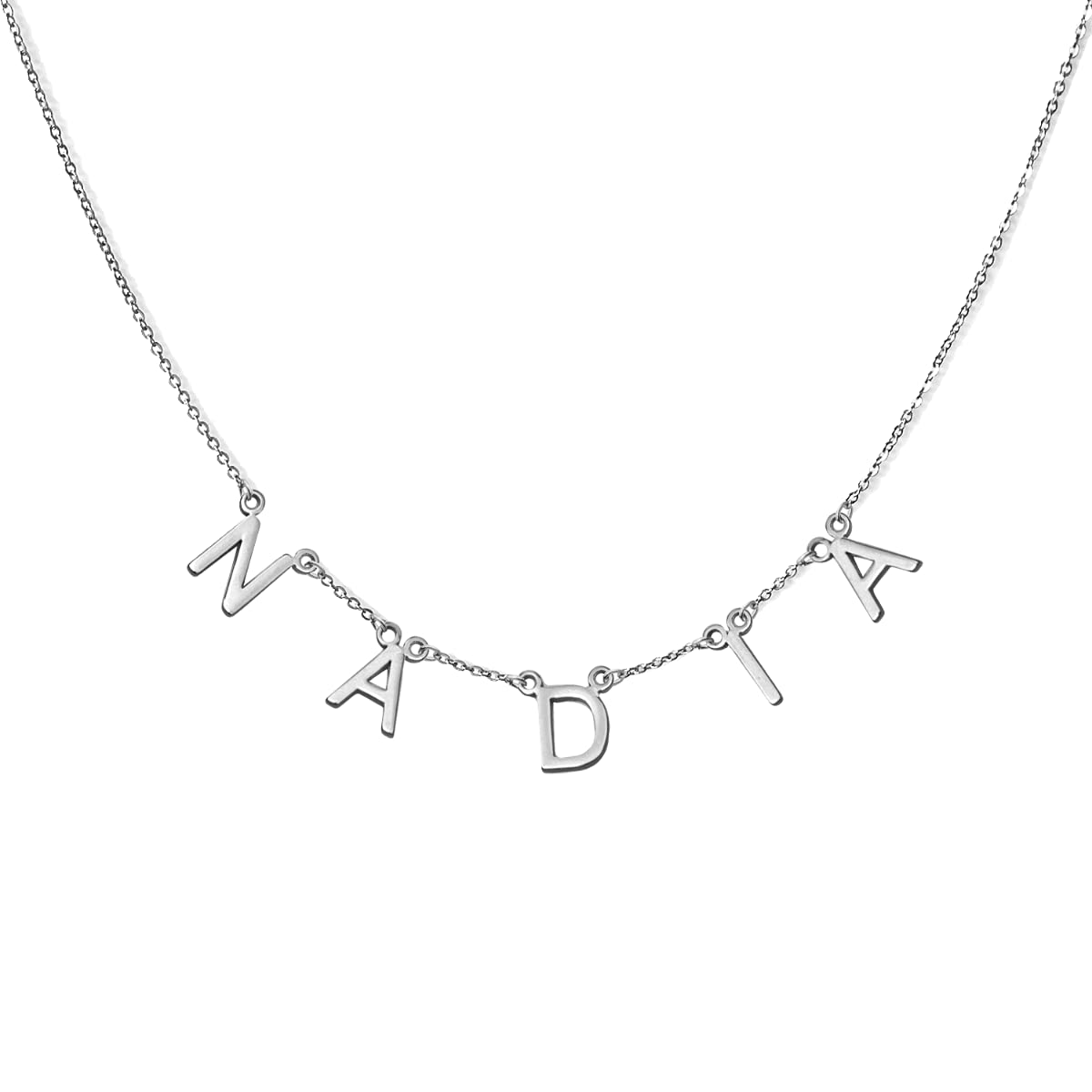 Custom Personalized Name Necklace for Women - 14K Gold Plated Silver Spaced Letter Necklace - Unique Gift for Her, Birthday, Anniversary, Valentine's Day - Perfect for Everyday Wear & Special Occasions