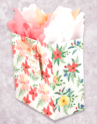 Elegant Daisies and Ferns Medium Square Gift Bags - Perfect for Birthday, Wedding & Party Favors | Eco-Friendly & Reusable
