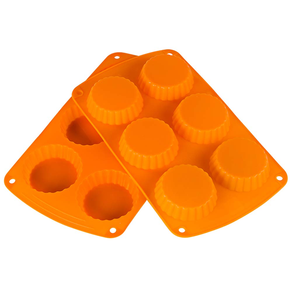 Webake Silicone Peanut Butter Cup Molds - 6-Cavity Non-Stick Mini Tart Pan for Baking, Quiche, Pie & Cake (Pack of 2) | Perfect for Holiday Desserts, Party Treats & Homemade Candy Making | Ideal for Valentine's Day, Halloween & Christmas Baking Gifts