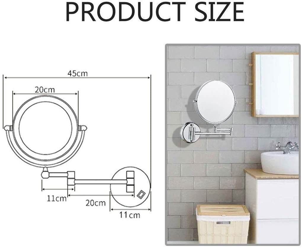 10X Magnifying Makeup Mirror with LED Lights - 8 Inch Double Sided Wall Mounted Vanity Mirror, 360° Swivel for Bathroom, Hotel & Spa - Perfect for Makeup Application, Skincare Routine and Grooming
