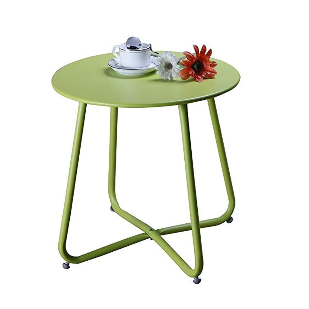 LICHUAN Weather Resistant Steel Outdoor Side Table - Round Patio Coffee Table & End Table for Garden, Balcony, Porch - Easy Assembly (Color: Espresso)