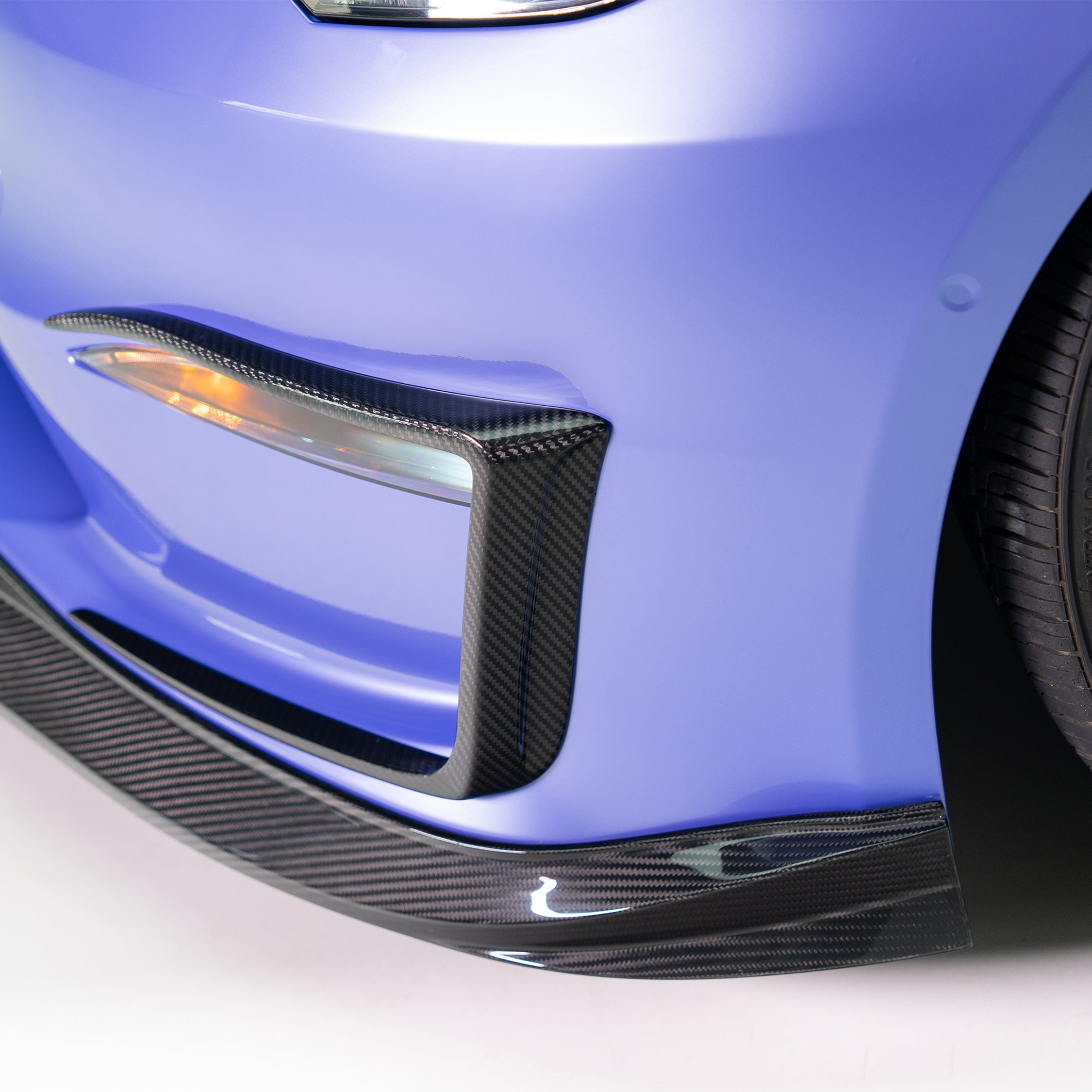 VRS Tesla Model S Plaid Aero Front Spoiler - Carbon Fiber PP 2X2 Glossy Finish for Enhanced Performance & Style | Perfect for Racing & Street Driving