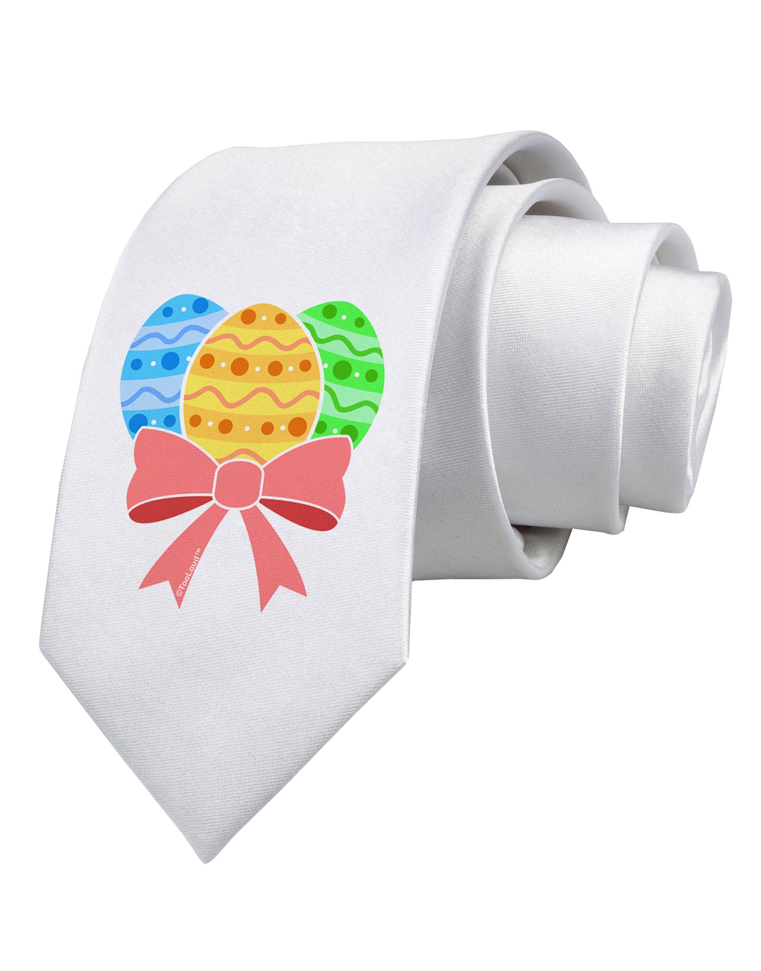 Elegant White Bow Printed Neck Tie for Men - Perfect for Easter, Weddings & Formal Events | TooLoud Fashion Accessories