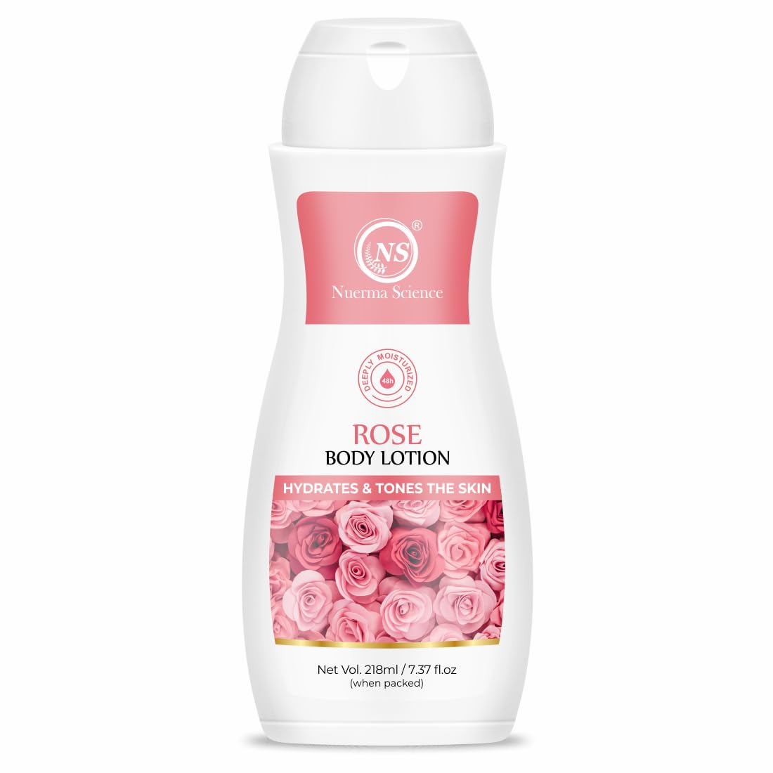 Nuerma Science Rose Body Lotion - Deep Moisturizing & Hydrating Skin Care for Dry Skin | Quick Absorbing, Lightweight Formula for Women & Men | Soothing & Nourishing Body Lotion with Rose Extract (218ml) | Perfect for Daily Hydration, After Shower & Nighttime Skin Care