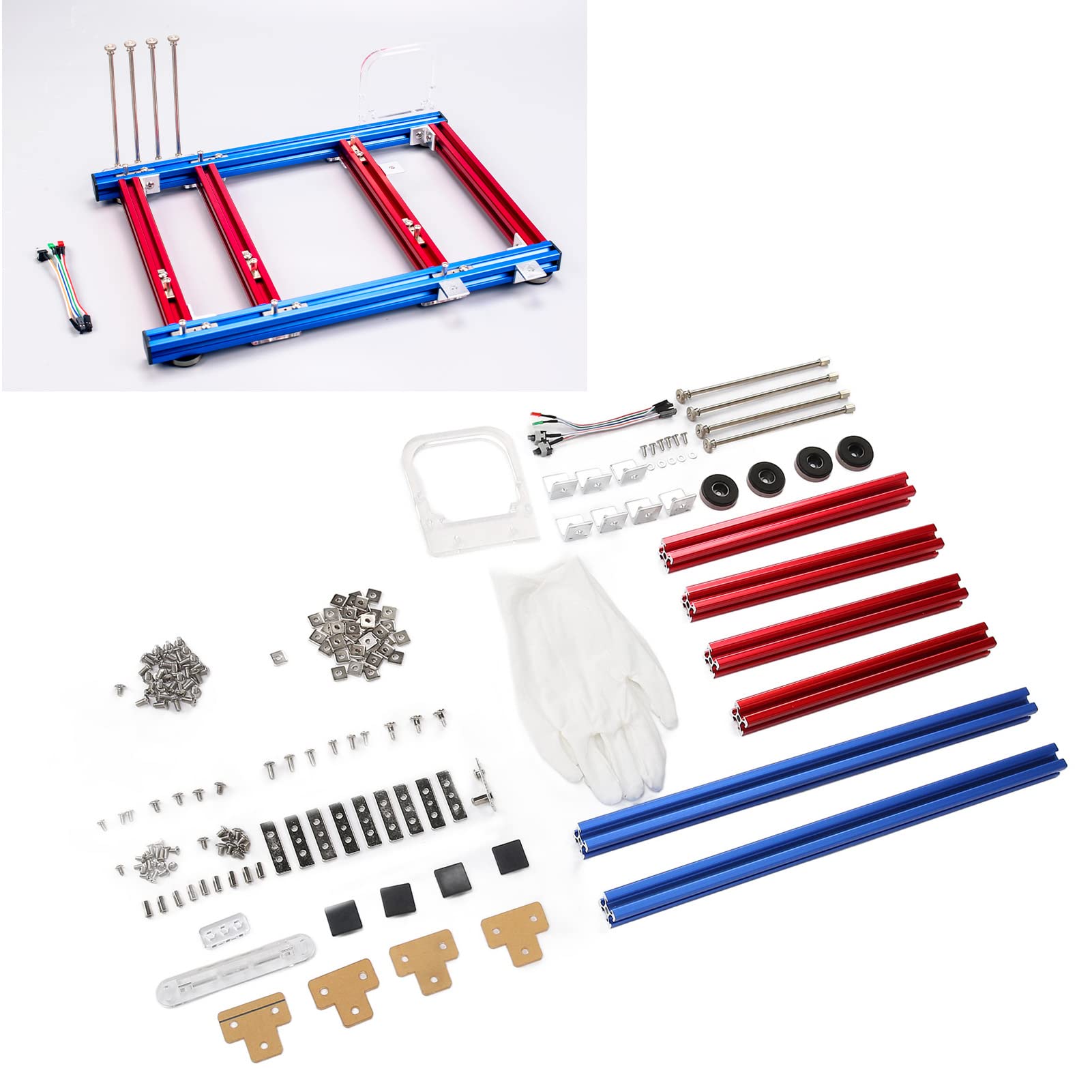 Lazmin112 MATX Open Air Computer Case Bracket - Premium Aluminum DIY Bare Frame with Excellent Heat Dissipation - Creative Customizable Chassis (Blue/Red) for Gaming PC Builds & Home Office Setups