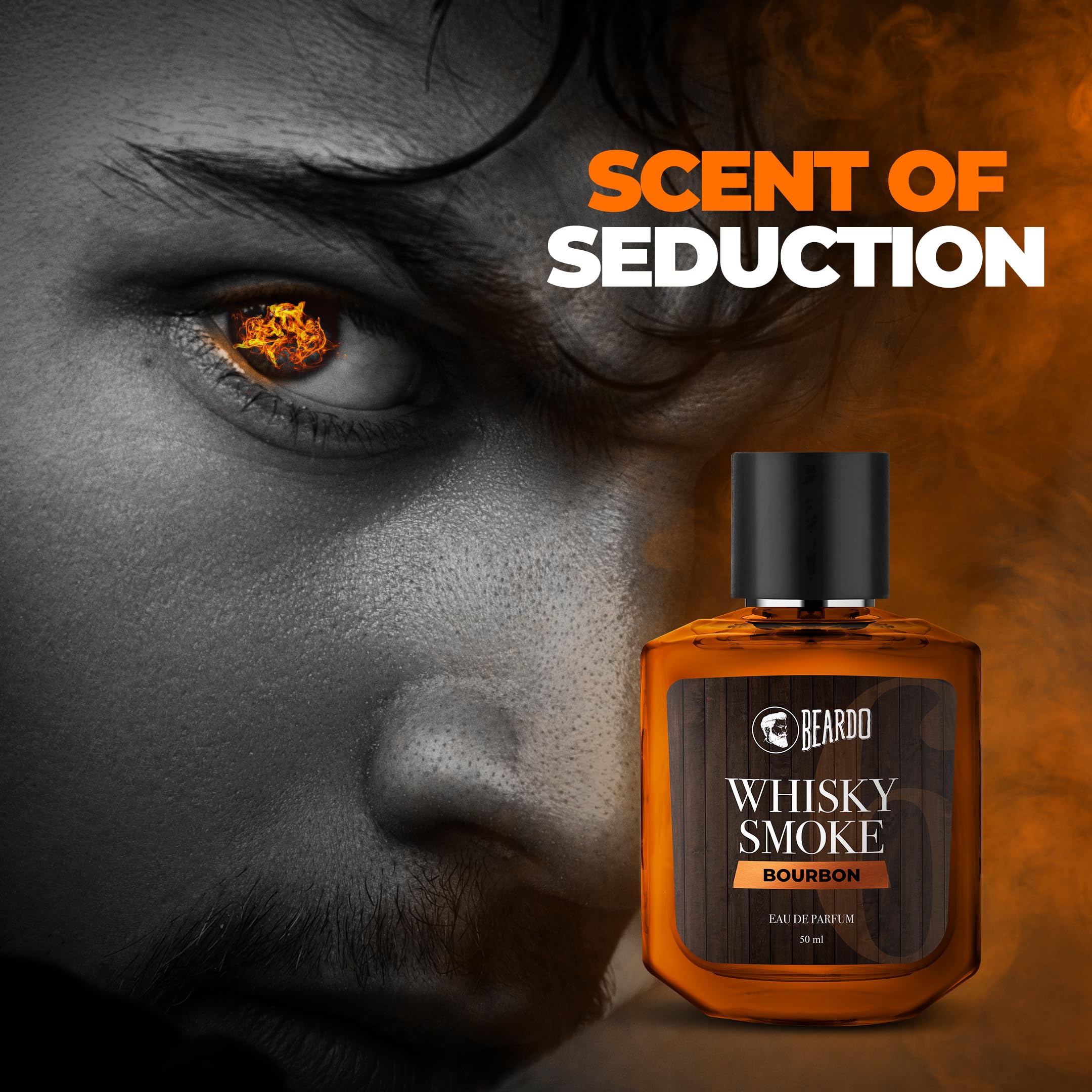 Beardo BOURBON Whisky Smoke Cologne for Men - 50ml Eau de Parfum | Oriental Woody Leather Fragrance | Long Lasting Perfume Spray | Best Date Night & Valentine's Day Gift for Husband, Boyfriend | Perfect for Evening Events, Romantic Dinners & Special Occasions