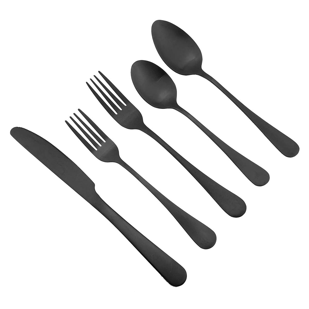 20-Piece Matte Black SUS304 Stainless Steel Flatware Set - Dinner Knife, Fork, Spoon, Dessert Fork & Salad Spoon - Service for 4 - Durable & Elegant Cutlery Set for Fine Dining, Dinner Parties & Everyday Use