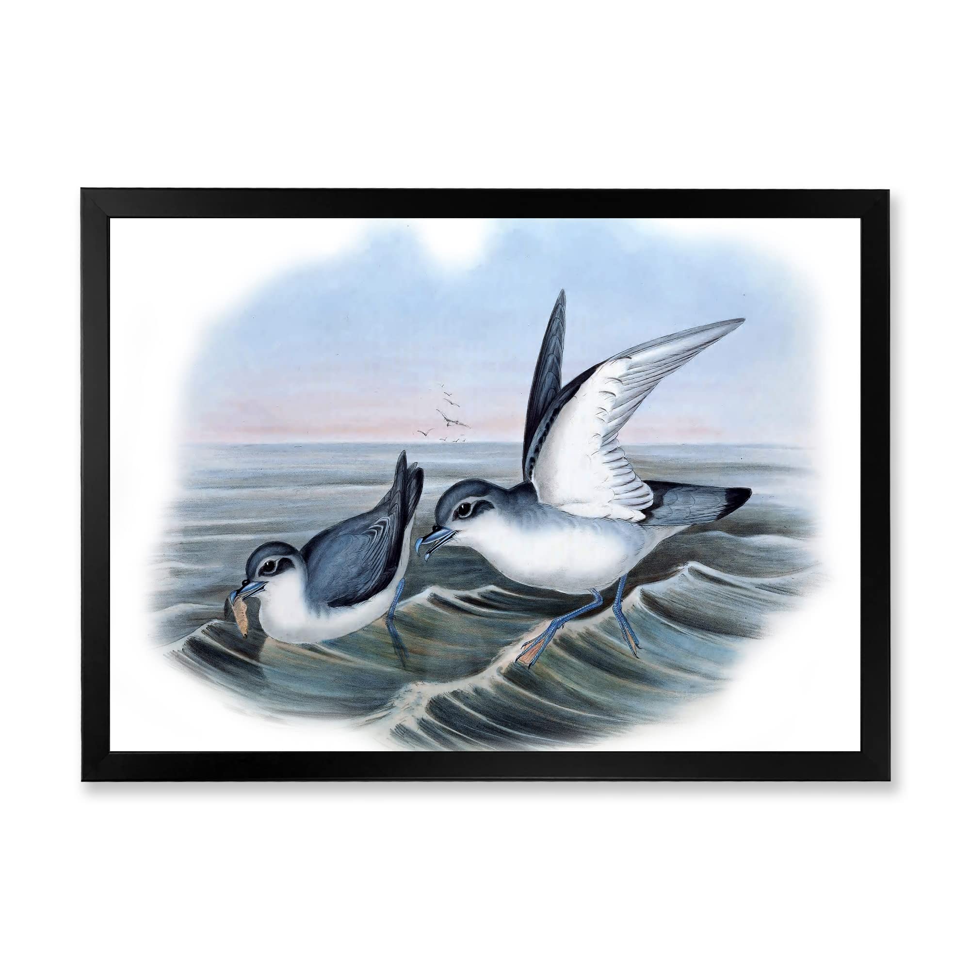 Vintage Bird Life Traditional Framed Wall Art - Handmade Home Decor for Living Room, Bedroom & Office - Nature Inspired Canvas Painting