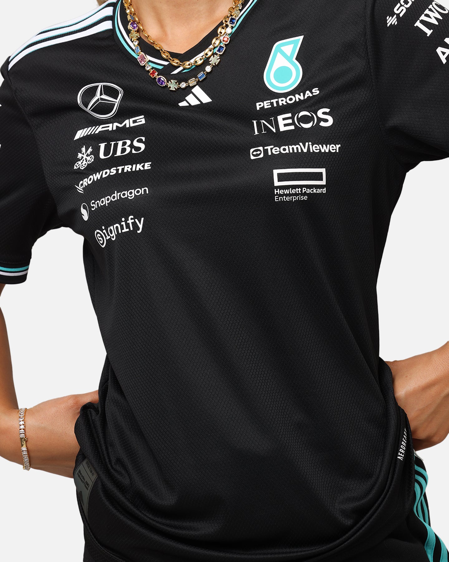 Adidas x Mercedes AMG PETRONAS F1 2025 Authentic Drive T-Shirt - Black - Official Formula One Racing Tee for Men - Perfect for Race Day, Fan Events & Casual Wear