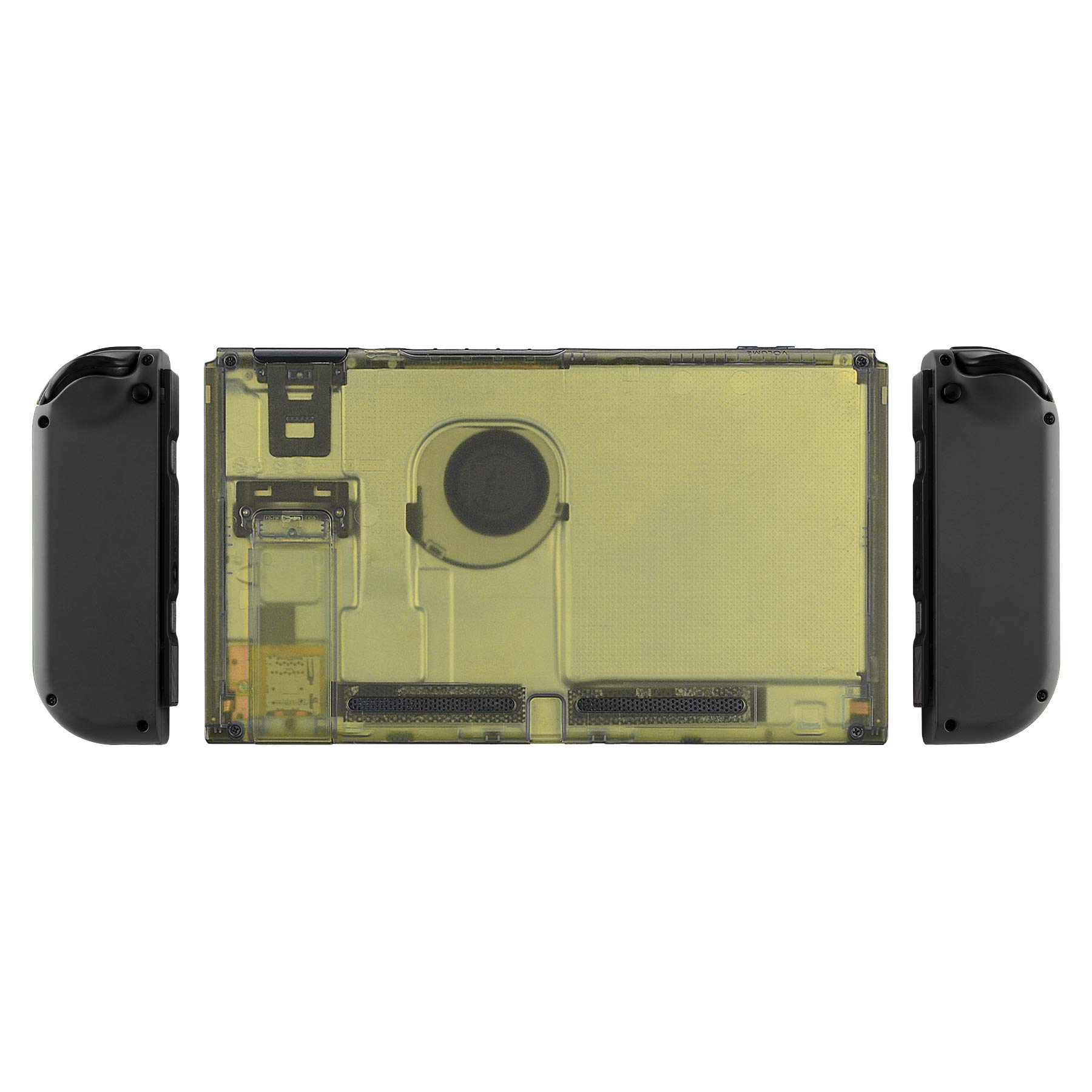 eXtremeRate Amber Yellow Nintendo Switch Back Plate Replacement - DIY Housing Shell Case with Kickstand (JoyCon Not Included) | Perfect for Console Customization & Protection