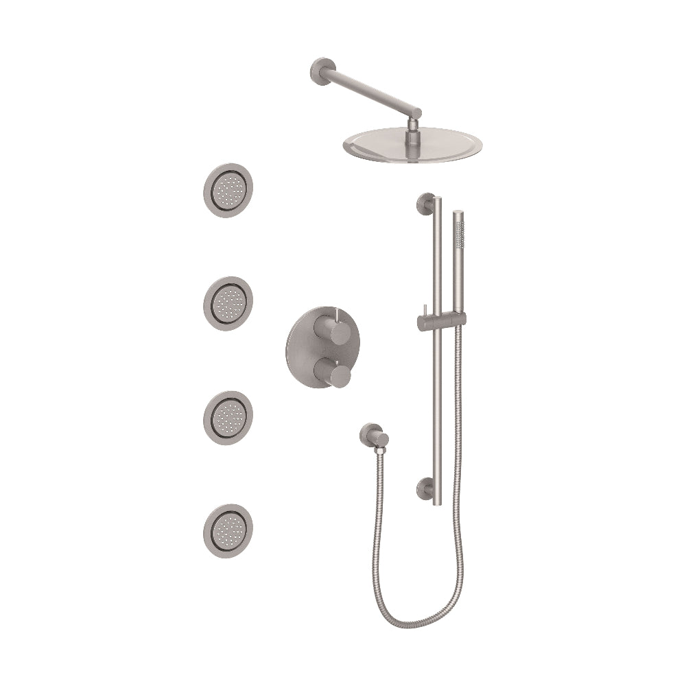 ZLINE Emerald Bay Thermostatic Shower System with Body Jets in Brushed Nickel - Luxury Rainfall Showerhead & Handheld Sprayer for Spa-Like Bathroom Experience (EMBY SHS T3 BN)